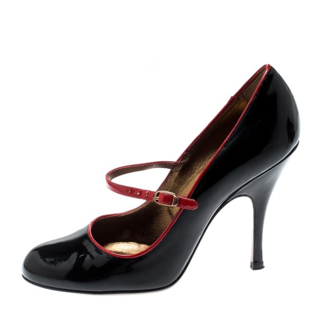 Dolce and Gabbana Black Patent Leather Mary Jane Pumps Size 37 - Picture 4 of 6